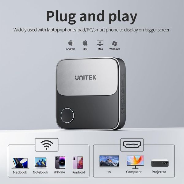 Беспроводной HDMI-адаптер Unitek для отображения экрана фото