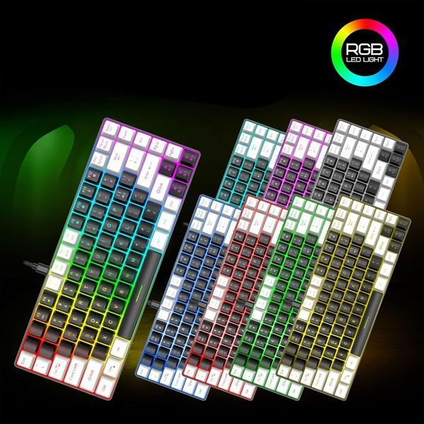 Эргономичная проводная игровая клавиатура (84 клавиши с RGB-подсветкой)