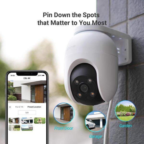 EZVIZ C8c 8MP Вулична Wi-Fi камера відеоспостереження 360&deg; з автоматичним масштабуванням фото