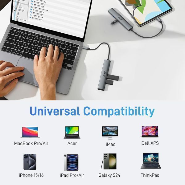 Концентратор Acer 5 в 1 USB C з 4K HDMI 15 см