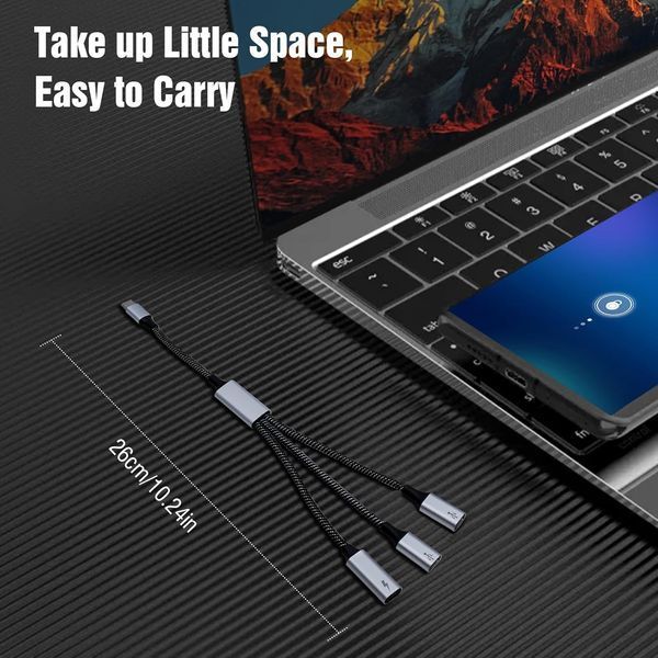 Перехідник USB C Male на 3 USB C Female із швидкою зарядкою, передачею даних TiMOVO