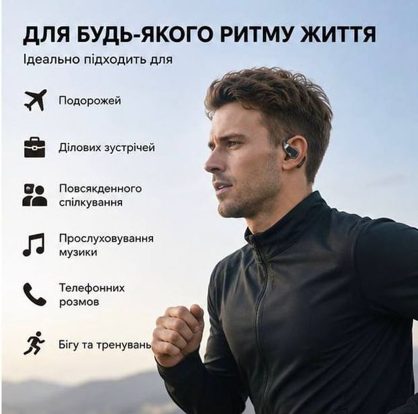 Бездротові навушники з AI-перекладачем та сенсорним LCD-дисплеєм фото