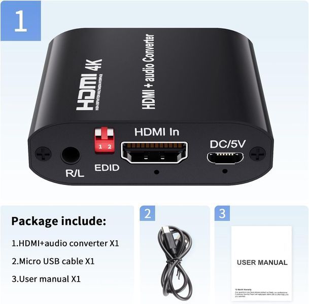 Аудиоэкстрактор BolAAzuL HDMI 4K@30Hz адаптер-преобразователь фото
