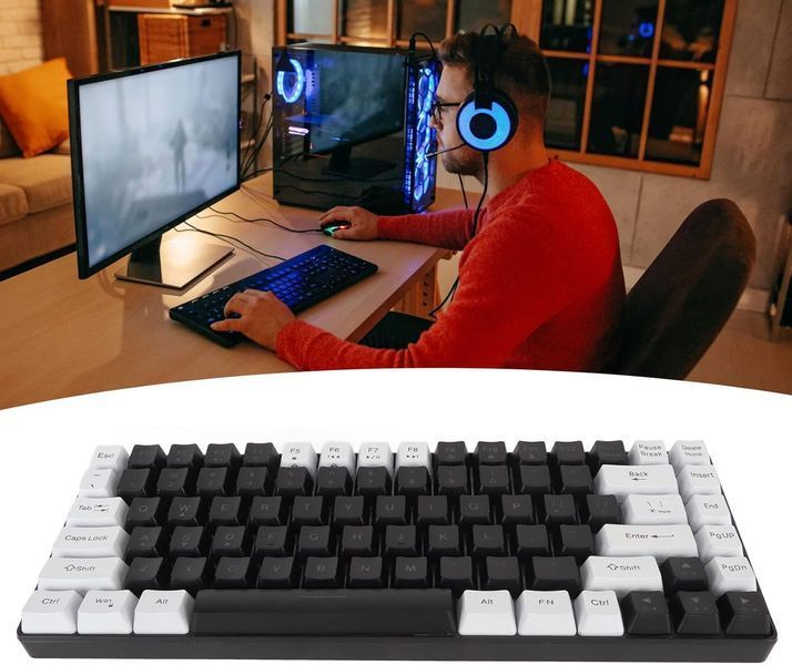 Эргономичная проводная игровая клавиатура (84 клавиши с RGB-подсветкой)