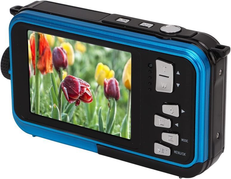Цифрова камера підводна камера Full HD 2.7K 48MP з двома екранами спереду та ззаду та 16-кратним цифровим зумом фото
