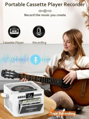 Касетний CD-програвач / бумбокс Jimeng з Bluetooth та акумулятором FM/AUX/Micro SD/USB фото