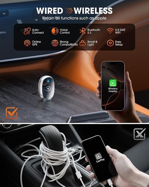 Мини-адаптер для беспроводного Apple CarPlay