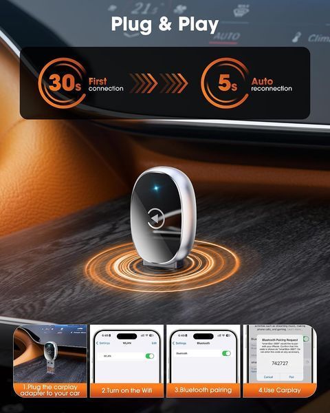 Мини-адаптер для беспроводного Apple CarPlay