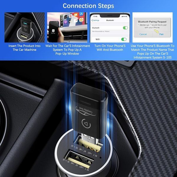 Беспроводной адаптер 2-в-1 для CarPlay/Android Car