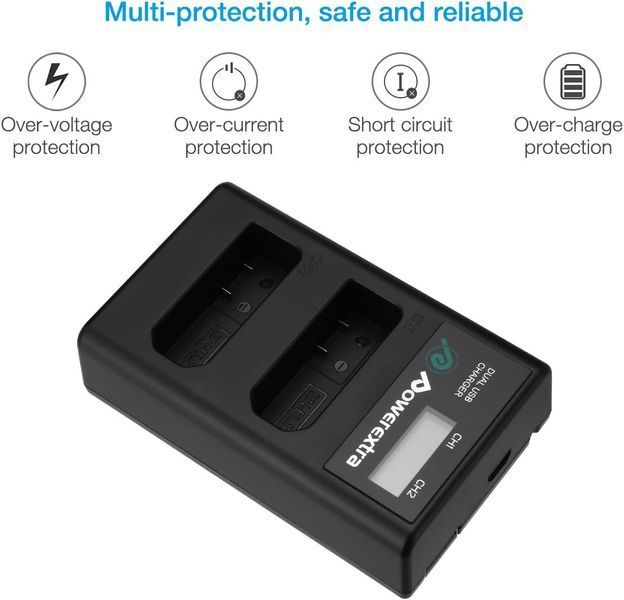 Зарядний пристрій Powerextra EN-EL14 EN EL14A з USB-портом та 2 акумуляторні батареї