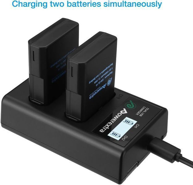 Зарядний пристрій Powerextra EN-EL14 EN EL14A з USB-портом та 2 акумуляторні батареї