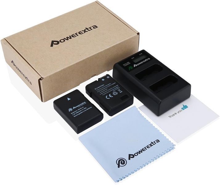 Зарядний пристрій Powerextra EN-EL14 EN EL14A з USB-портом та 2 акумуляторні батареї