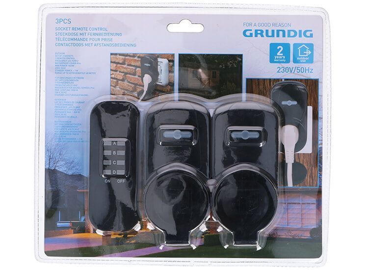 Выключатель Grundig черный 2x/розеточный выключатель внешний