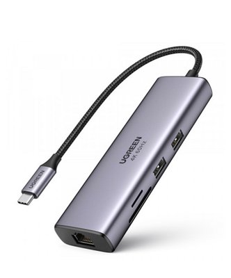 Док-станция хаб Ugreen CM512 USB Type-C-HDMI адаптер концентратор 7 в 1 100W 4K