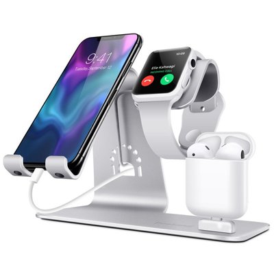 Док-станція для зарядки Bestand 3in1 для iPhone, iWatch, AirPods - срібний фото