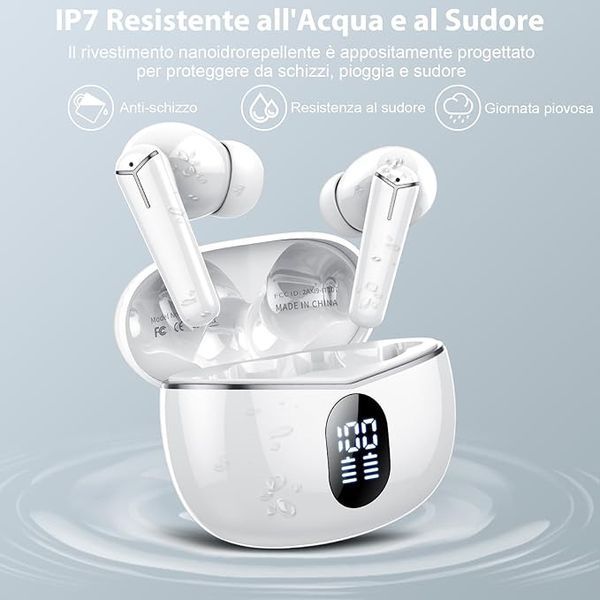 Бездротові Bluetooth навушники Kicoeon &lrm;IT07,водонепроникні, 36H, білі фото