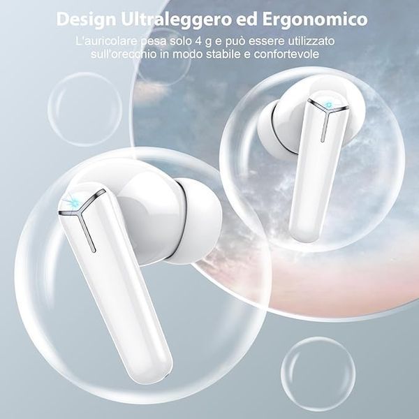 Бездротові Bluetooth навушники Kicoeon &lrm;IT07,водонепроникні, 36H, білі фото