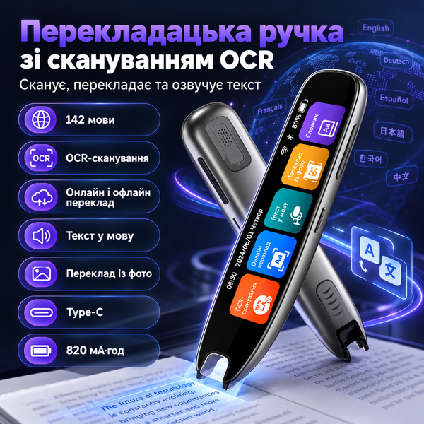 Электронный переводчик-ручка с OCR для чтения и поддержки 142 языков