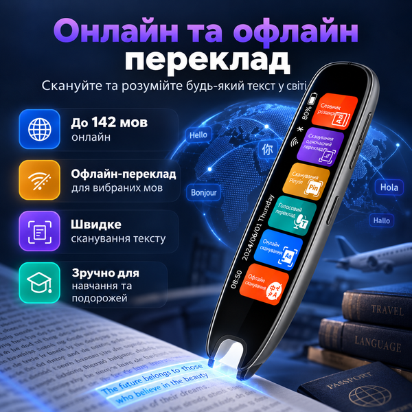 Электронный переводчик-ручка с OCR для чтения и поддержки 142 языков