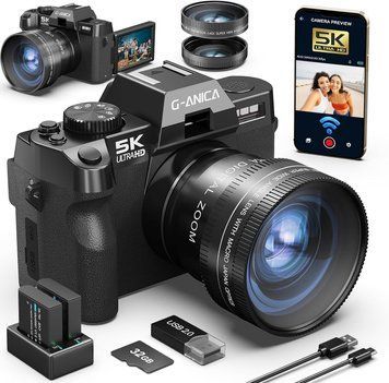 Цифрова камера 5K 48MP/60FPS для фотозйомки, відео та керуванням через WiFi та програму фото