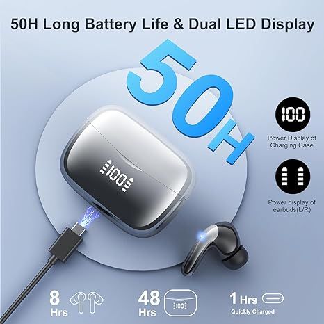 Беспроводные водонепроницаемые наушники WeurGhy х12 IP7 Bluetooth Graphite Silver фото