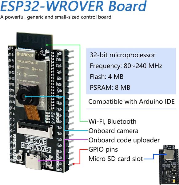 Стартовый комплект Freenove Ultimate для ESP32-WROVER, беспроводная встроенная камера фото