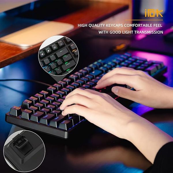 Механическая игровая клавиатура IROK FE104 RGB с возможностью горячей замены, проводная фото