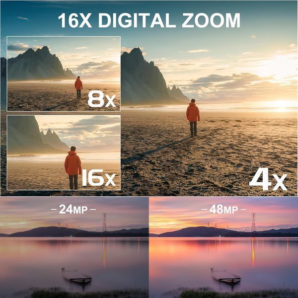 Цифрова камера 5K 48MP/60FPS для фотозйомки, відео та керуванням через WiFi та програму фото