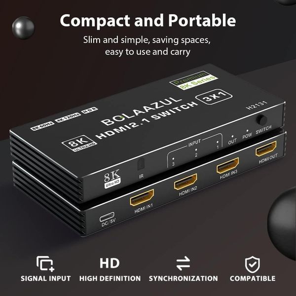 Коммутатор HDMI 2.0 4K 144 Гц с пультом дистанционного управления