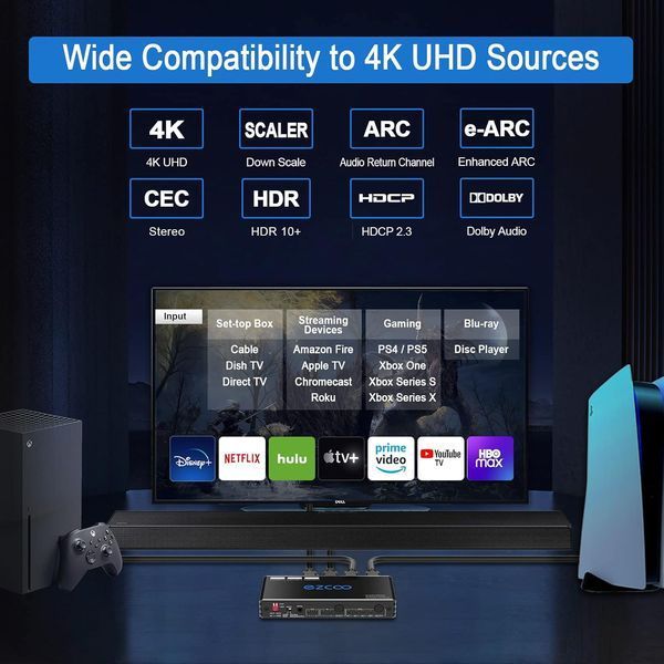 Разветвитель HDMI 2.0 4K 60 Гц ARC eARC для саундбара фото