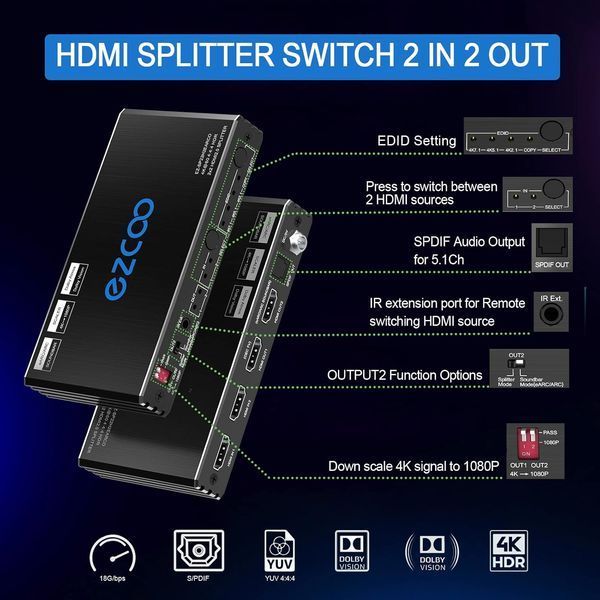 Разветвитель HDMI 2.0 4K 60 Гц ARC eARC для саундбара фото