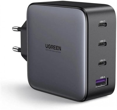 Зарядное устройство UGREEN CD226 GaN3х USB-C + USB-A 100 Вт Черно-серое фото