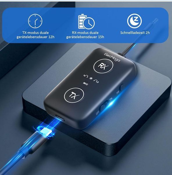 Передатчик и приемник Bluetooth 5.4 / беспроводной Bluetooth-адаптер ElecMoga 2-в-1 фото