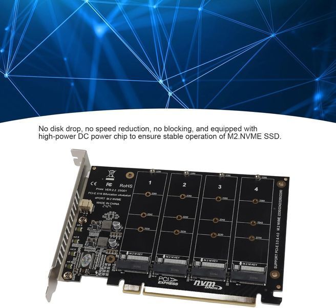Адаптер DAUERHAFT M2 NVMe SSD до PCIE X16 фото