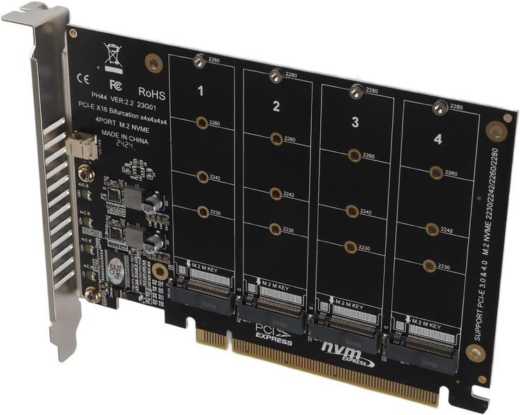 Адаптер DAUERHAFT M2 NVMe SSD до PCIE X16 фото