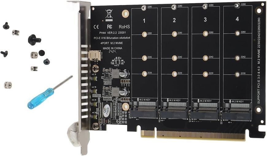 Адаптер DAUERHAFT M2 NVMe SSD до PCIE X16 фото