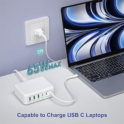 Мережевий зарядний пристрій 	Excgood 165W 3*USB, 3*Type-C, швидка зарядка фото