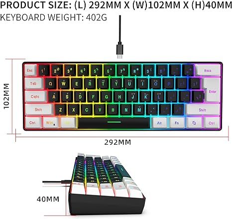 Проводная клавиатура игровая Snpurdiri 60% RGB Mini, 60 клавиш, водонепроницаемая фото