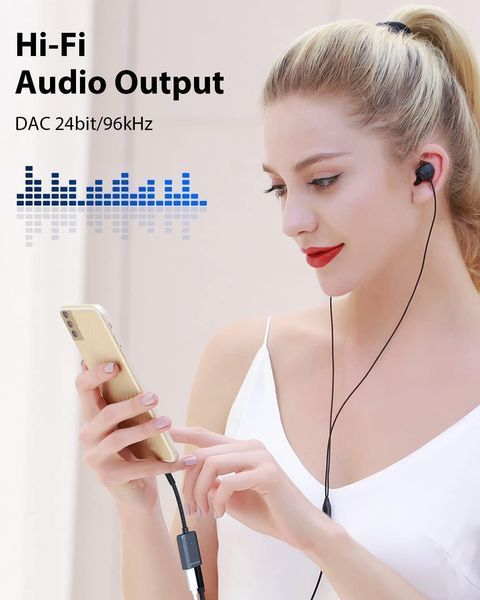 Адаптер Stouchi 2-в-1 USB C на 3,5 мм для заряджання навушників фото