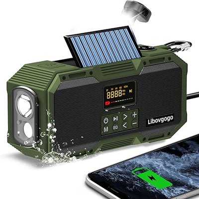 Радіо Libovgogo 10 Вт IPX5, водонепронe, Bluetooth, з ліхтариком, зарядний пристрій для мобільного телефону на 4000 мАг фото