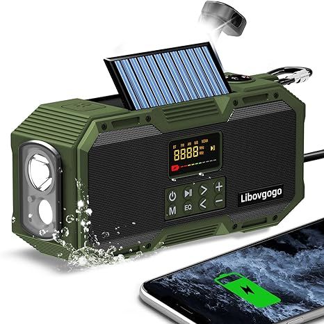 Радио Libovgogo 10 Вт IPX5, водонепроницаемoe, Bluetooth, с фонариком, зарядное устройство для мобильного телефона на 4000 мАч фото