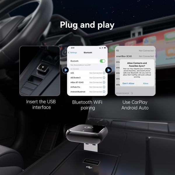Бездротовий CarPlay для Apple 2-в-1