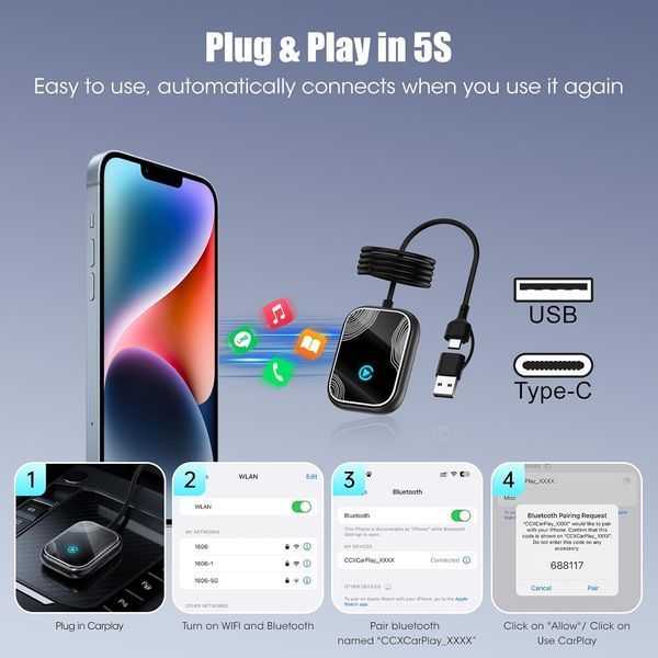 Беспроводной адаптер CarPlay FEisca