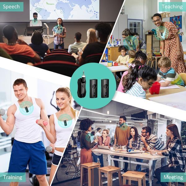 KIMAFUN - Подвійна бездротова мікрофонна система / компактний петличний мікрофон для динаміків фото