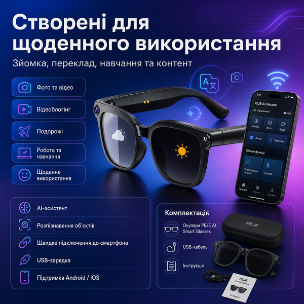 Умные очки AI с фотохромными линзами