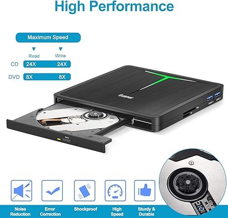 Зовнішній CD-DVD-привід Guamar, USB 3.0 Type +/-RW багатофункціональний фото