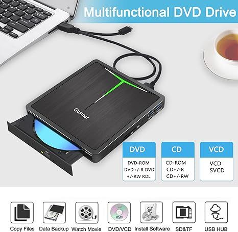 Внешний CD-DVD-привод Guamar, USB 3.0 Type +/-RW многофункциональный фото