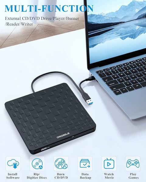 Зовнішній CD DVD привід для ноутбука USB 3.0 Type-C фото