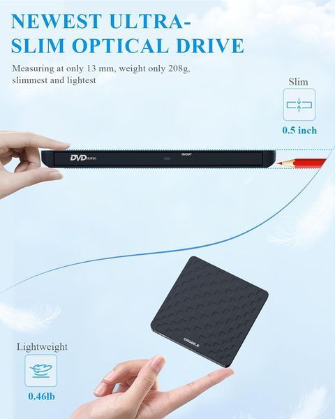Зовнішній CD DVD привід для ноутбука USB 3.0 Type-C фото
