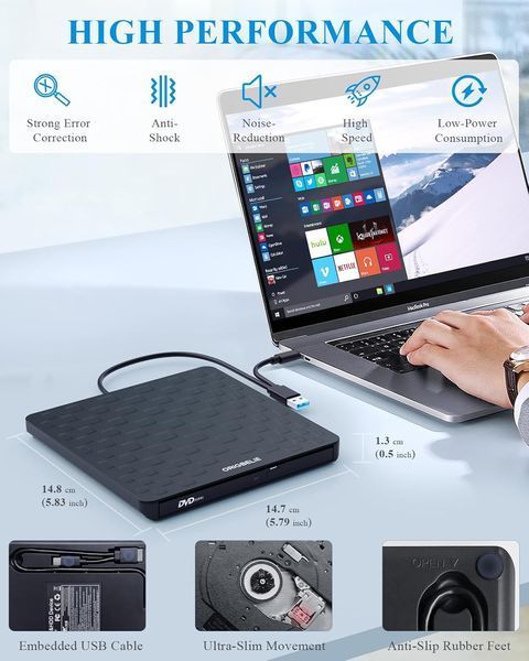 Зовнішній CD DVD привід для ноутбука USB 3.0 Type-C фото